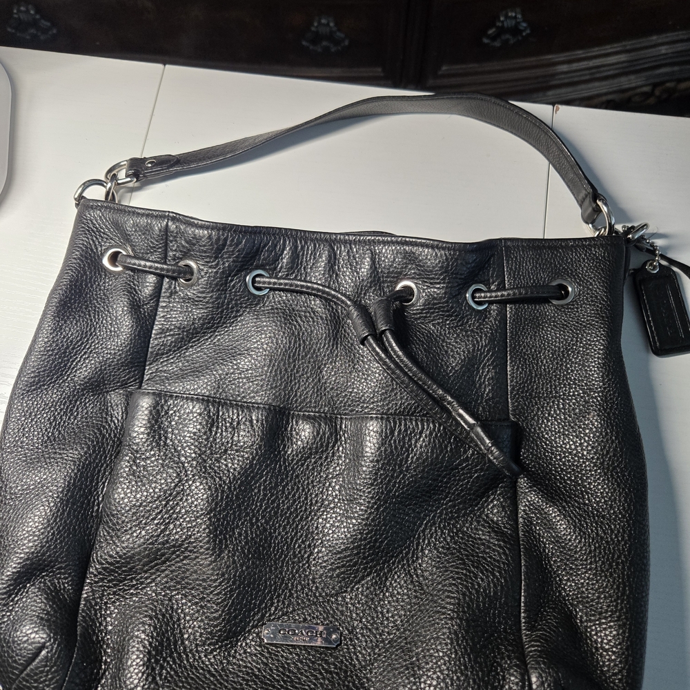Coach Black Pebbled Leather Shoulder Bag